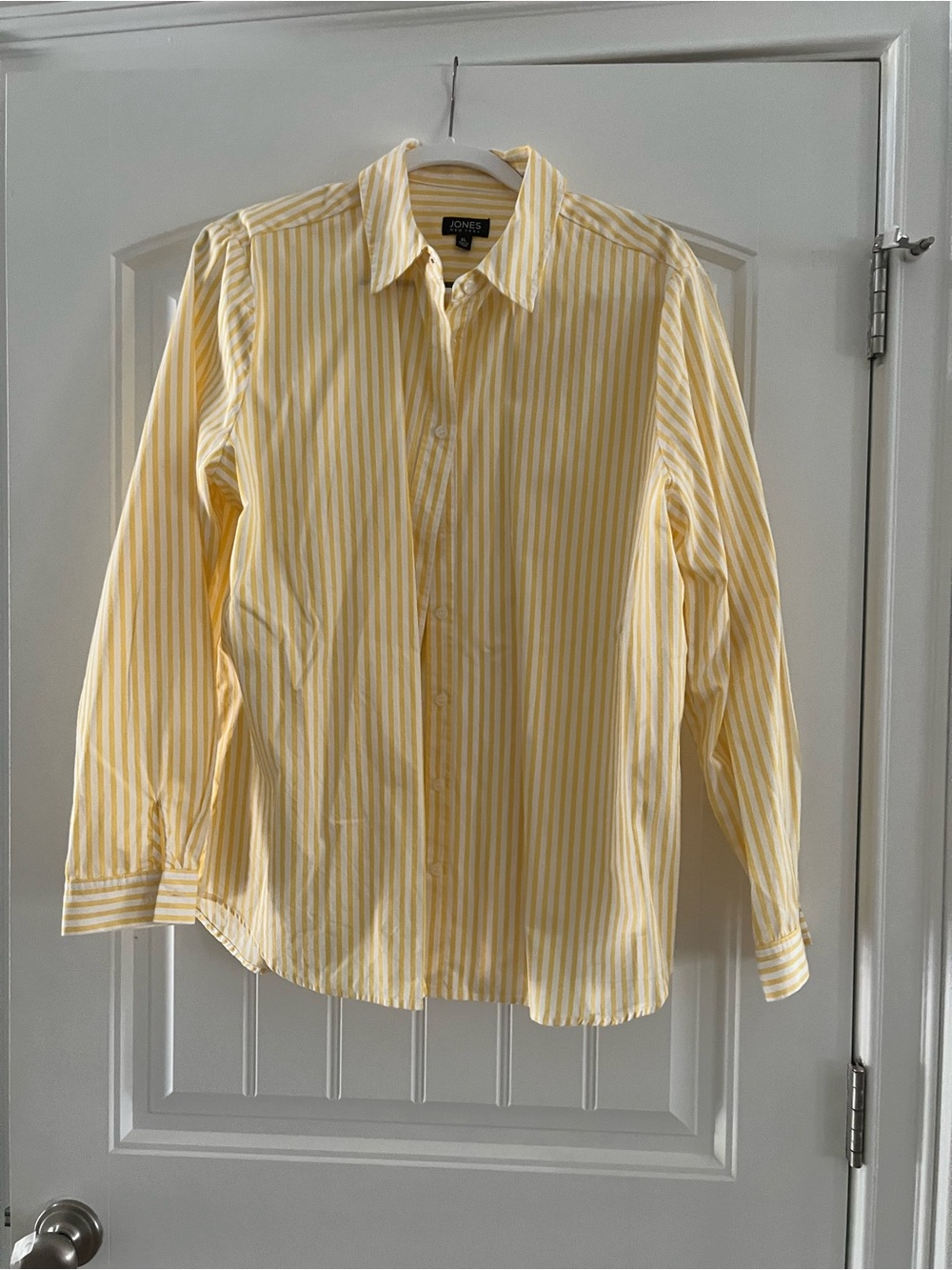 Jones New York Yellow Striped womens Dress Shirt